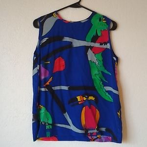 Vintage Silkscapes Tropical Bird Silk Top